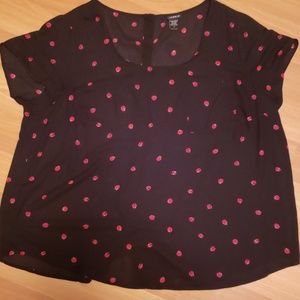 Torrid button-backed ladybug blouse